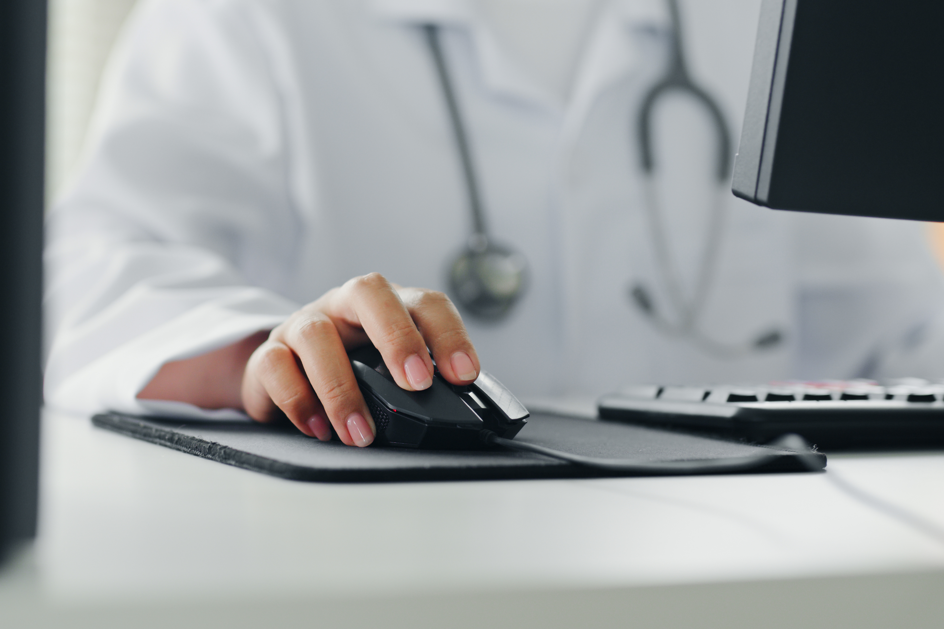 Stock photo of woman on computer